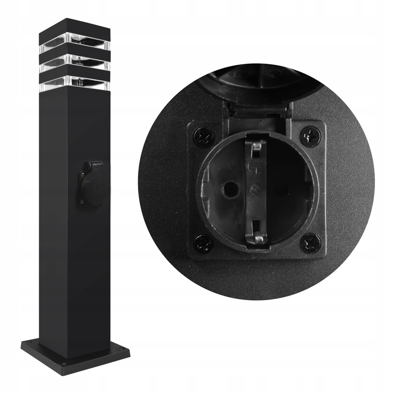 Lampa Ogrodowa 60cm stojąca słupek E27 czarna