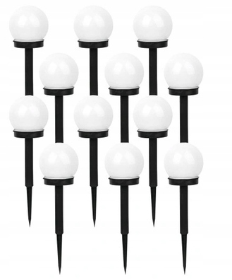 LAMPKA OGRODOWA SOLARNA CZARNA PLASTIK 6000K 12szt