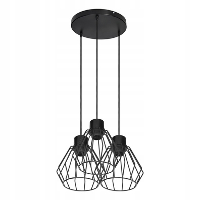 Lampa plafon wisząca Loft Piko 3 czarna