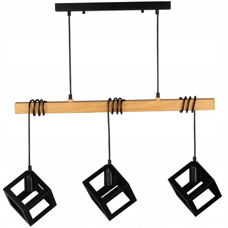 Lampa wisząca Polux BELKA DREWNO LOFT CZARNA (2)
