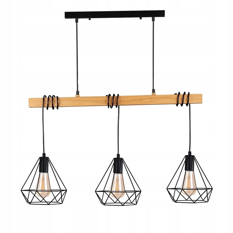 Lampa wisząca Polux VIGO 3xE27 metal loft drewno (1)