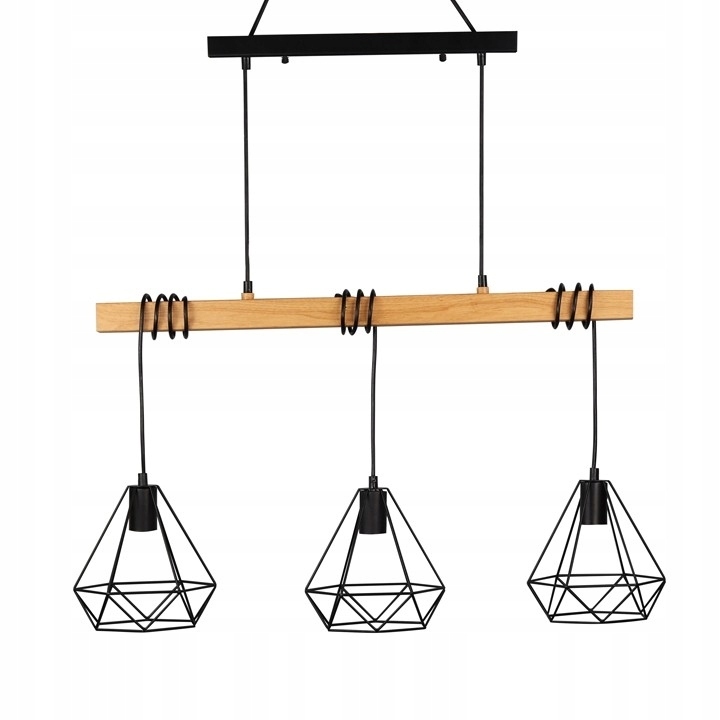 Lampa wisząca Polux VIGO 3xE27 metal loft drewno (2)