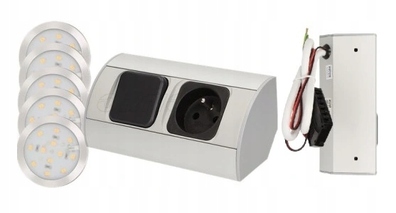 Gniazdo BLATOWE z zestawem opraw meblowych LED