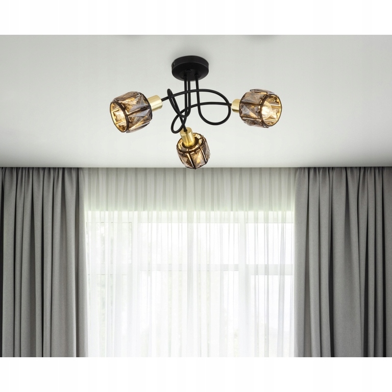 LAMPA SUFITOWA LISTWA 3 INDIANA złoty kryształki (2)