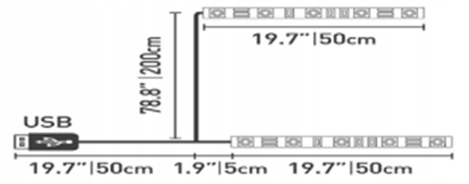 TAŚMA LED USB TV 2X50CM 3000K ciepły biały (2)