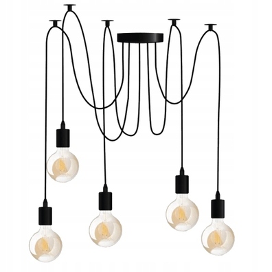 Lampa wisząca sufitowa pająk 5 czarna Loft