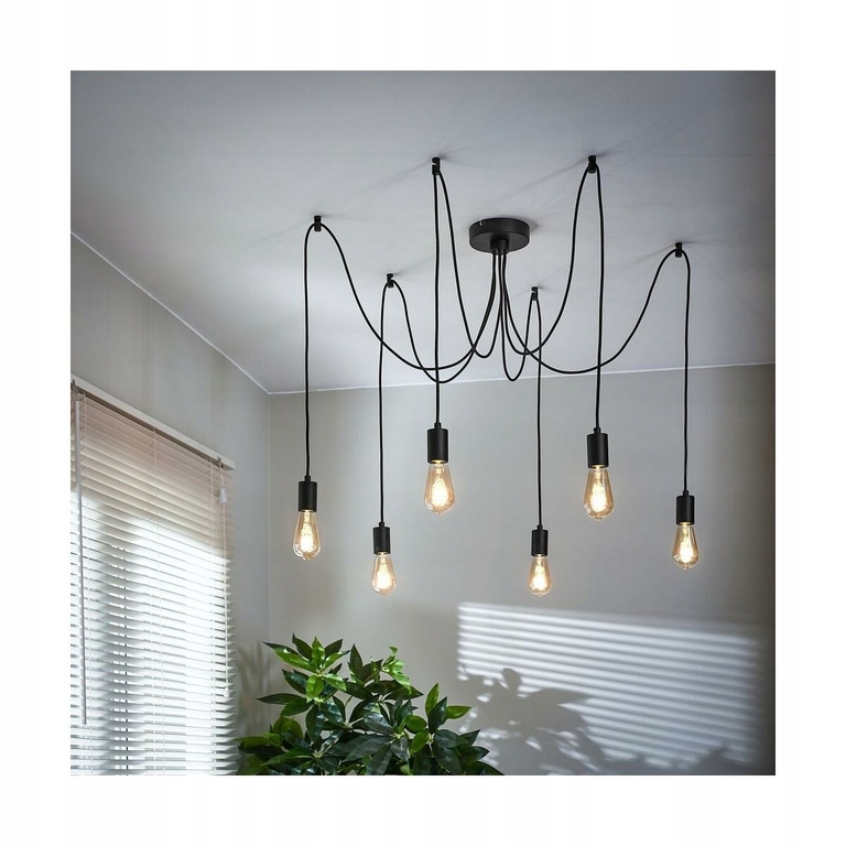 Lampa wisząca sufitowa pająk 5 czarna Loft (3)