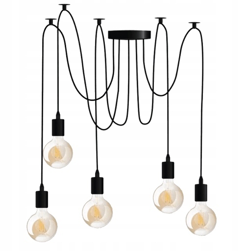 Lampa wisząca sufitowa pająk 5 czarna Loft (1)