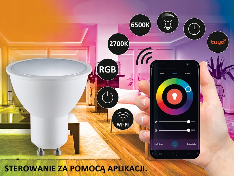 Żarówka LED SMART 5,5W 400lm WW-CW+RGB Wi-Fi TUYA (4)