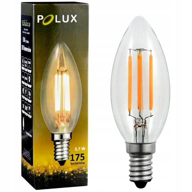 Żarówka LED E14 FILAMENT FC37 EDIDECO 3,7W CIEPŁA (1)