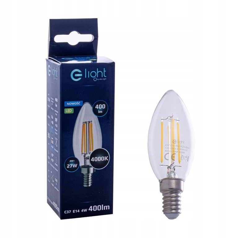 Żarówka Filamentowa LED 4W Świeczka E14 4000K (3)