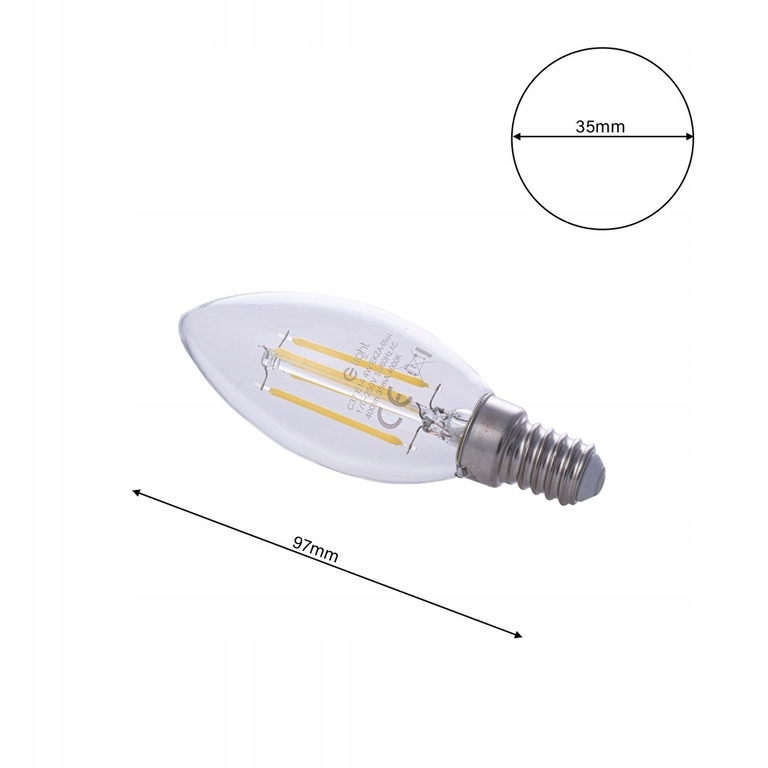 Żarówka Filamentowa LED 4W Świeczka E14 4000K (4)