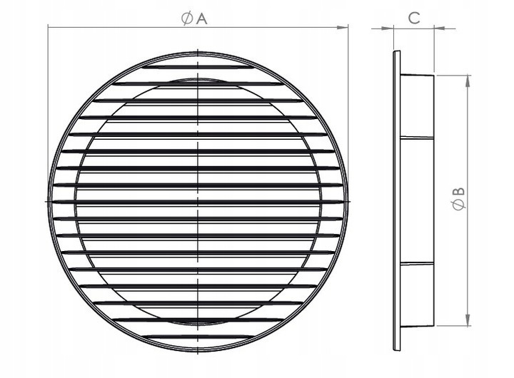 Kratka Wentylacyjna Okrągła z Siatką Biała Ø 125mm (3)