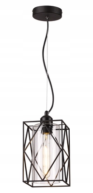 LAMPA WISZĄCA ZWIS POJEDYNCZA E27 EZRA METAL/SZKŁO