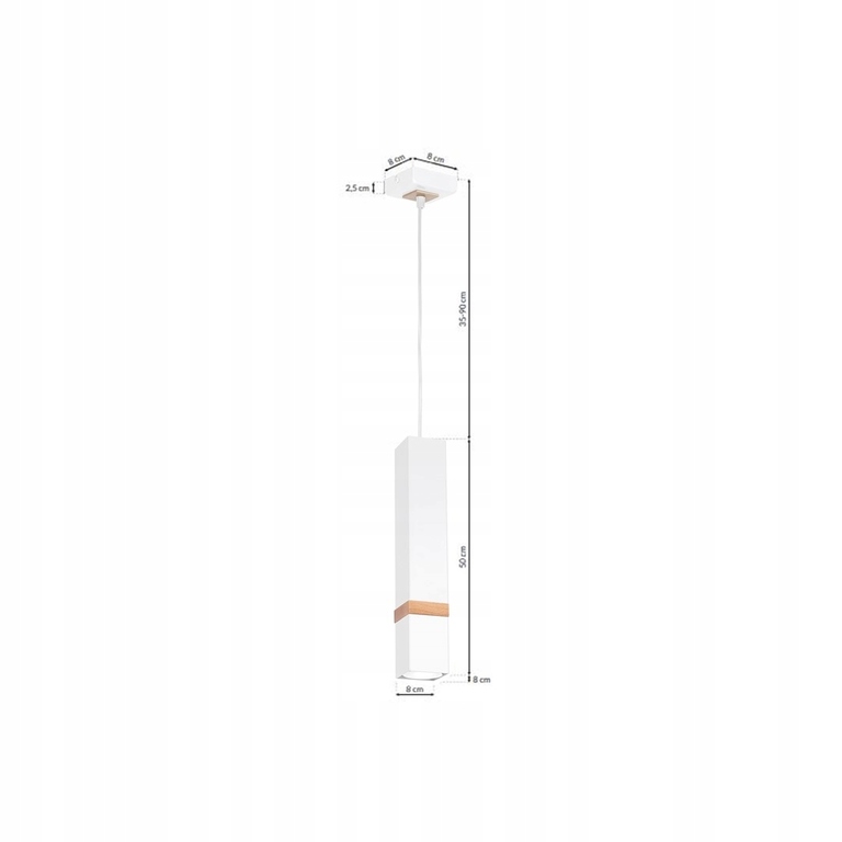 Lampa WISZĄCA Zwis pojedyncza biały kwadrat (7)