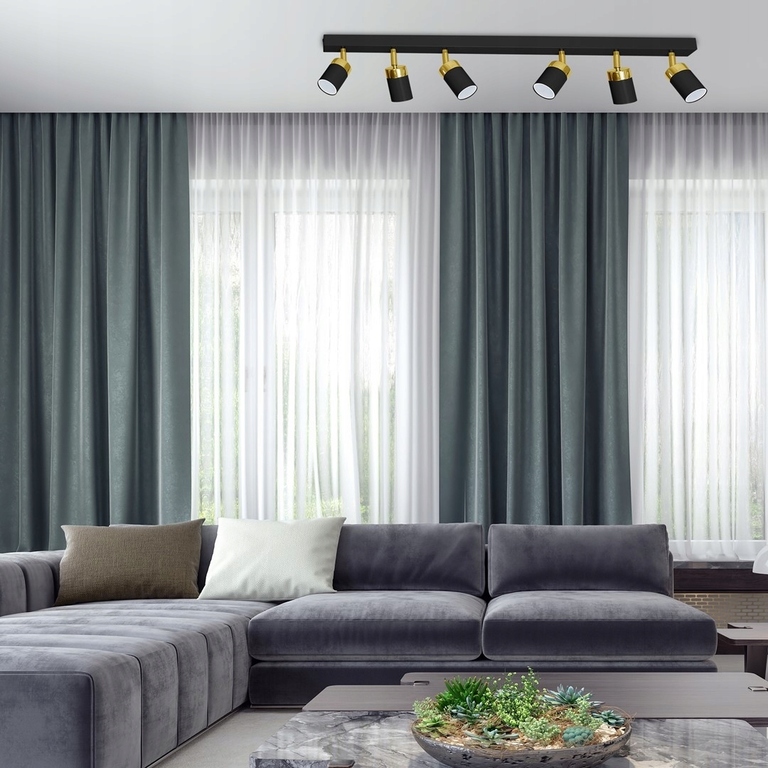 LAMPA SUFITOWA LISTWA 6 JOKER CZARNY/ZŁOTY (4)