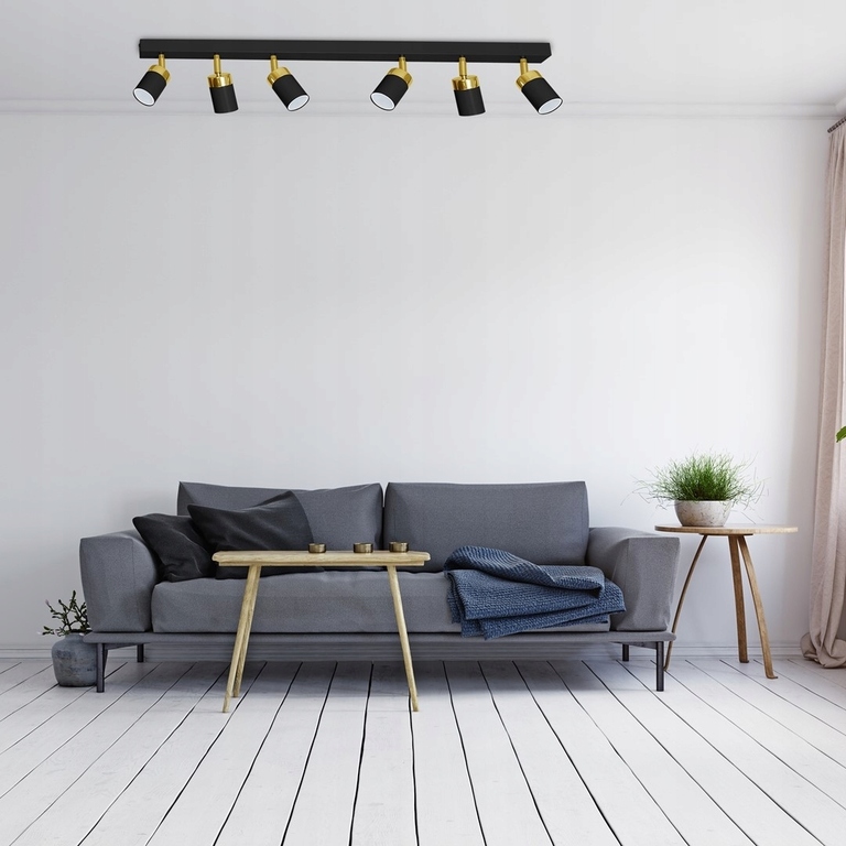 LAMPA SUFITOWA LISTWA 6 JOKER CZARNY/ZŁOTY (3)