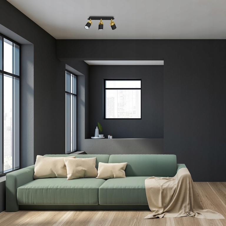 LAMPA SUFITOWA LISTWA 3 JOKER CZARNY/ZŁOTY (5)