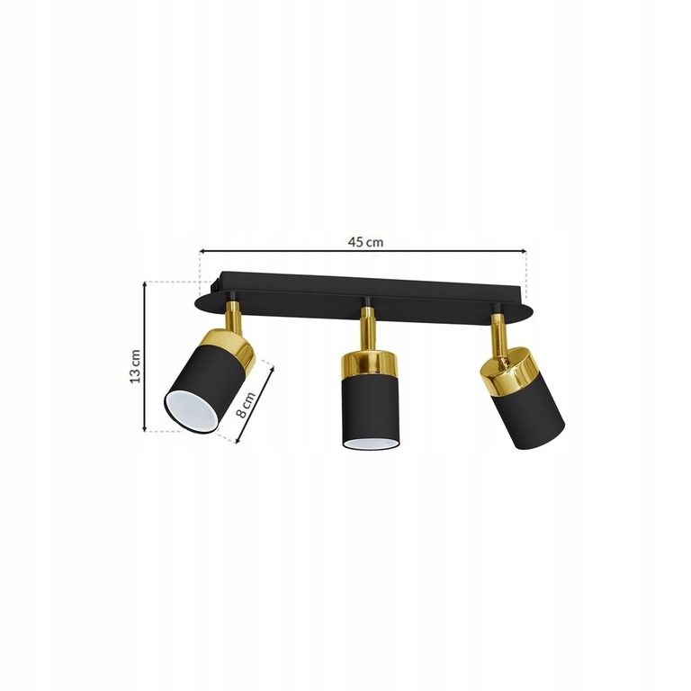 LAMPA SUFITOWA LISTWA 3 JOKER CZARNY/ZŁOTY (2)