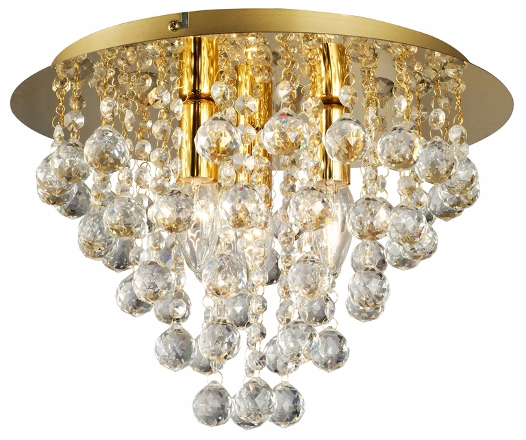 Lampa Plafon kryształki LONDON CRYSTAL Złota 3 (1)
