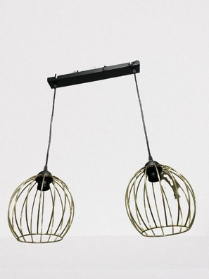 Lampa wisząca 2 listwa złote klosze metal LOFT