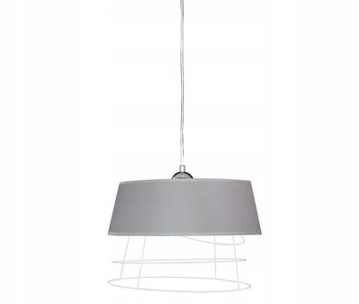 Lampa wisząca pojedyncza zwis abażur szara