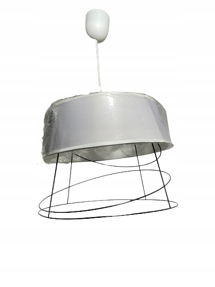 Lampa wisząca pojedyncza zwis abażur szara (3)