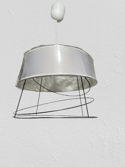 Lampa wisząca pojedyncza zwis abażur szara (4)