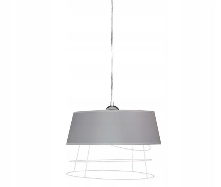 Lampa wisząca pojedyncza zwis abażur szara