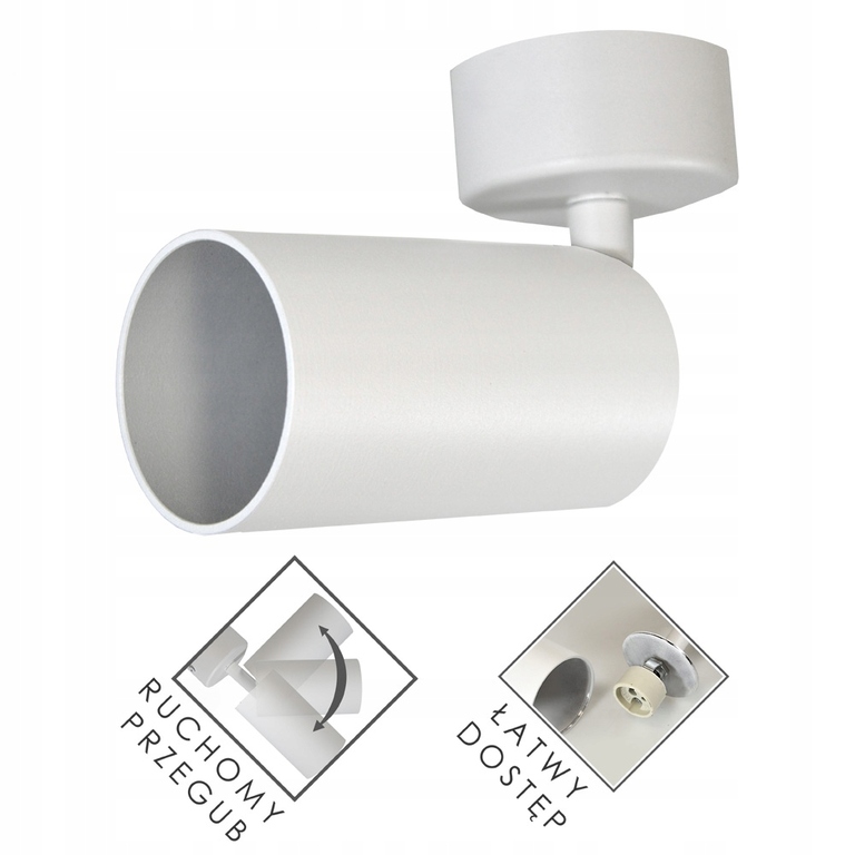 Lampa natynkowa kinkiet spotlight GU10 biała FARGO (2)