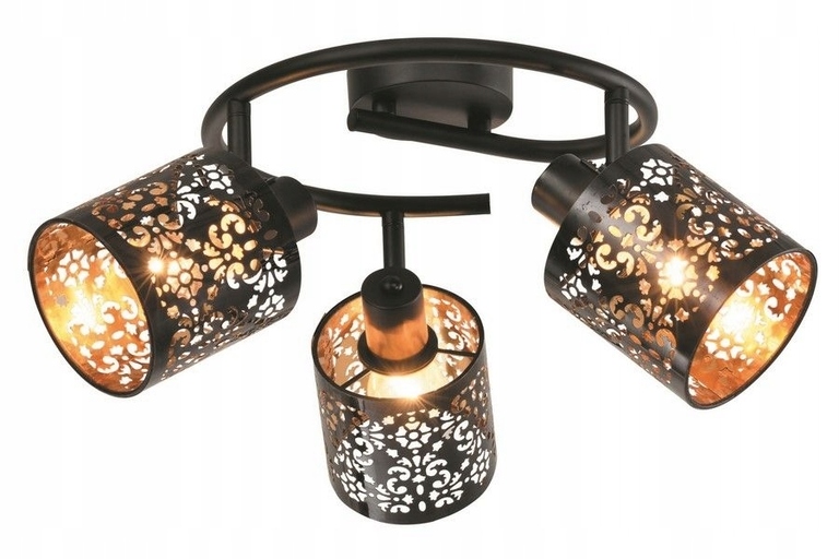 LAMPA SUFITOWA spirala KIGA 3 czarna złota E14 (1)