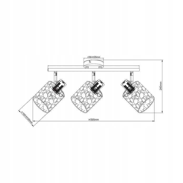 LAMPA SUFITOWA listwa KIGA 3 czarna złota E14 (2)