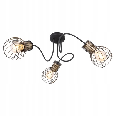 LAMPA SUFITOWA Reflektory ARGUSTO 3 czarna druciki
