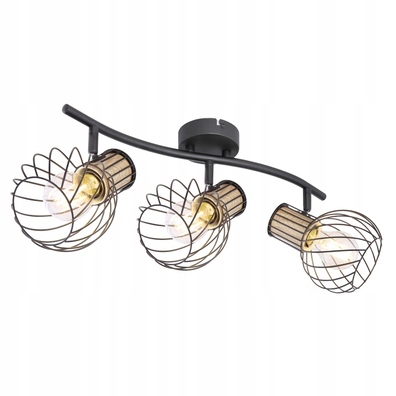 LAMPA SUFITOWA Reflektory LUISE 3 czarna druciki