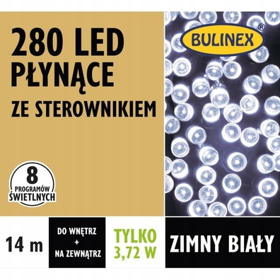 Lampki 280 LED Choinkowe Zimny 8 program zasilacz