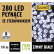 Lampki 280 LED Choinkowe Zimny 8 program zasilacz