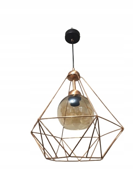 Lampa wisząca nowoczesna zwis LOFT mosiężna klosz (4)