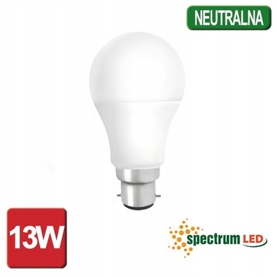 Żarówka Led B22 13W kulka biała zimna, spectrum