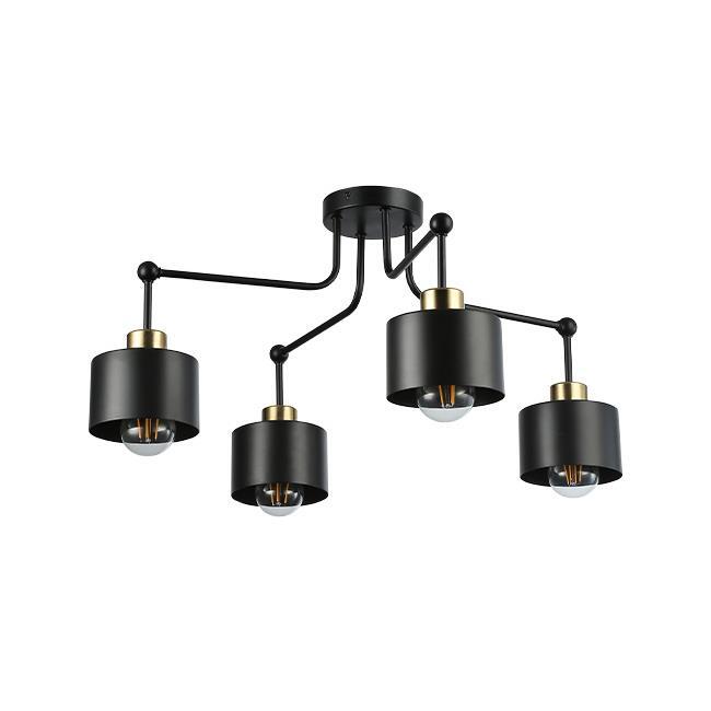 Lampa  Plafon Spot E27 LED Elza ruchomy x4 czarny + miedź okrągły (1)