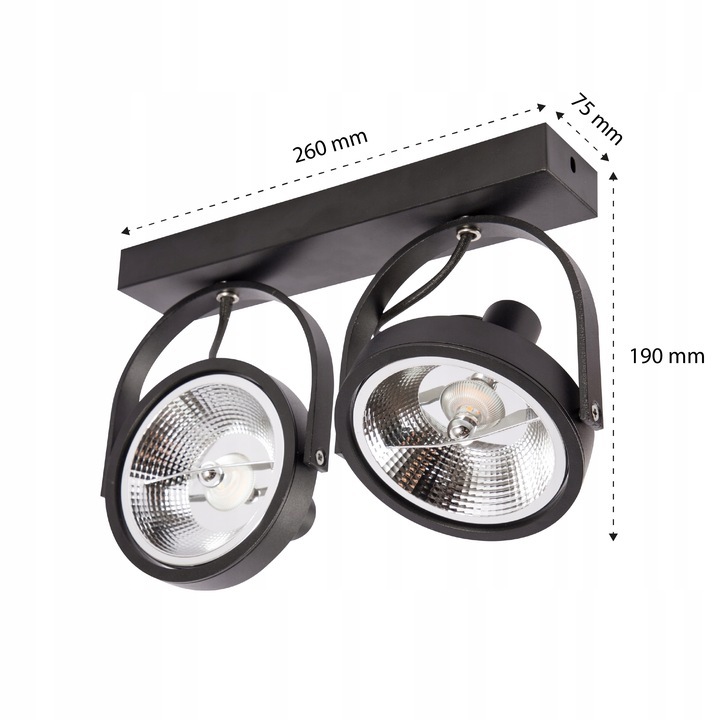 Lampa Kinkiet AR111 LED Leon ruchomy x2 czarny (4)