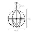 Lampa wisząca Orlando - P05735CH 5xE14 Chrom Żyran (3)