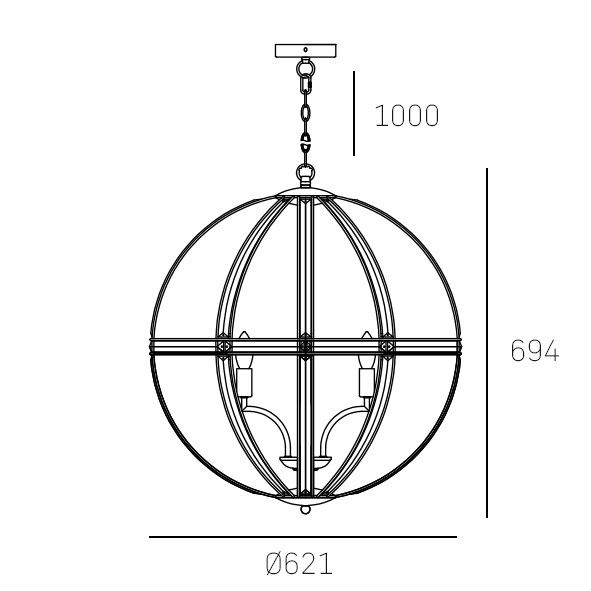 Lampa wisząca Orlando - P05735CH 5xE14 Chrom Żyran (3)